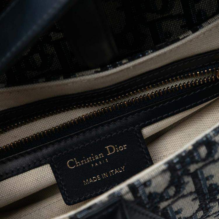 Pre Owned Dior Blue Oblique Canvas Saddle Bag