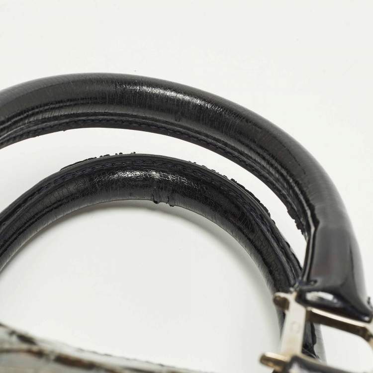 Pre Owned Dior Saddle Green/Black Crocodile Boston Bag