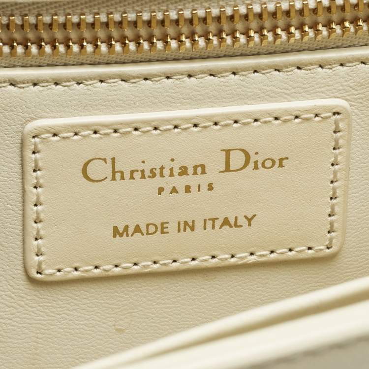 Pre Owned Dior 30 Montaigne Cream Leather Shoulder Bag