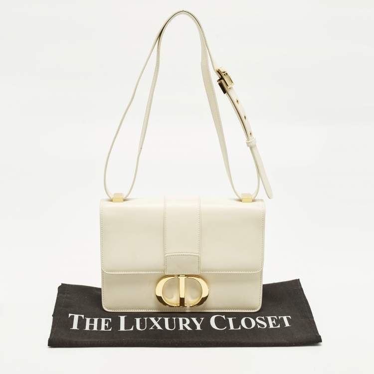 Pre Owned Dior 30 Montaigne Cream Leather Shoulder Bag
