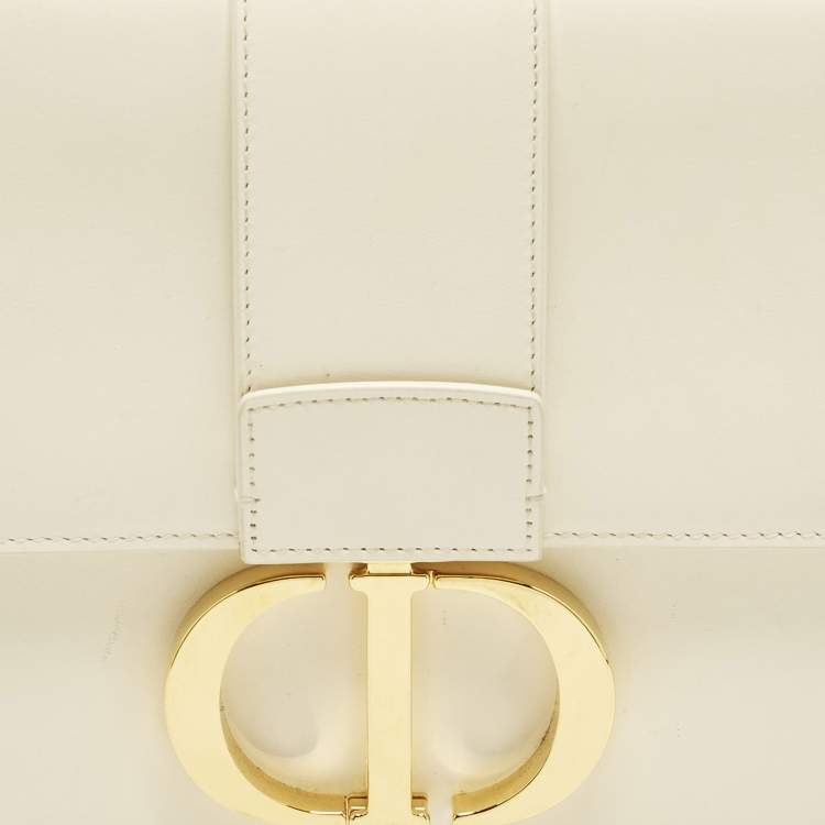 Pre Owned Dior 30 Montaigne Cream Leather Shoulder Bag