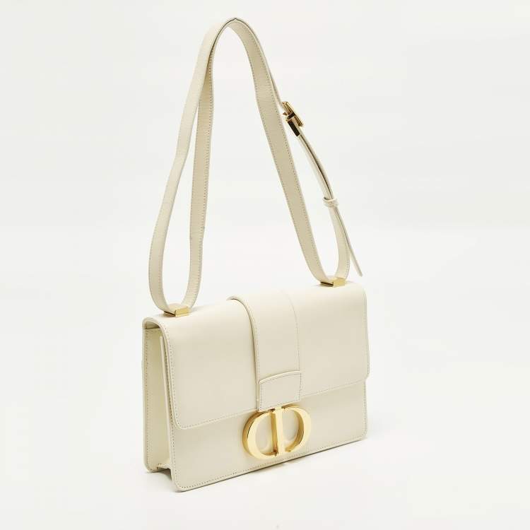Pre Owned Dior 30 Montaigne Cream Leather Shoulder Bag