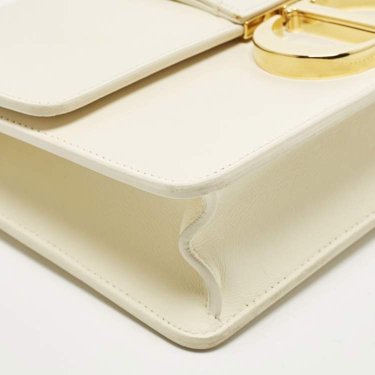 Pre Owned Dior 30 Montaigne Cream Leather Shoulder Bag