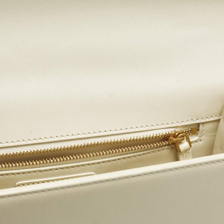 Pre Owned Dior 30 Montaigne Cream Leather Shoulder Bag