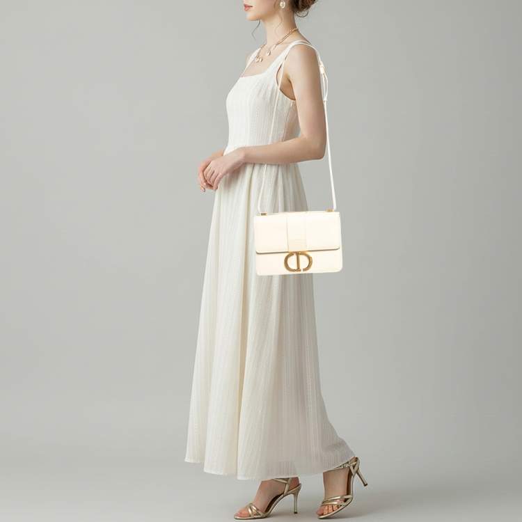 Pre Owned Dior 30 Montaigne Cream Leather Shoulder Bag