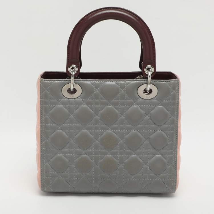 Pre Owned Dior Lady Dior Medium Multicolor Cannage Leather Tote