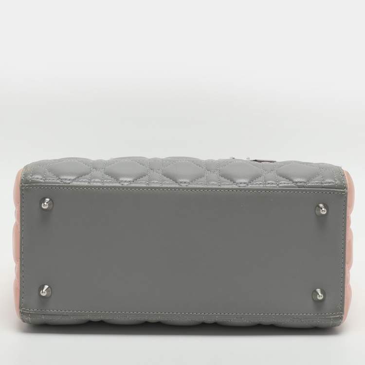 Pre Owned Dior Lady Dior Medium Multicolor Cannage Leather Tote