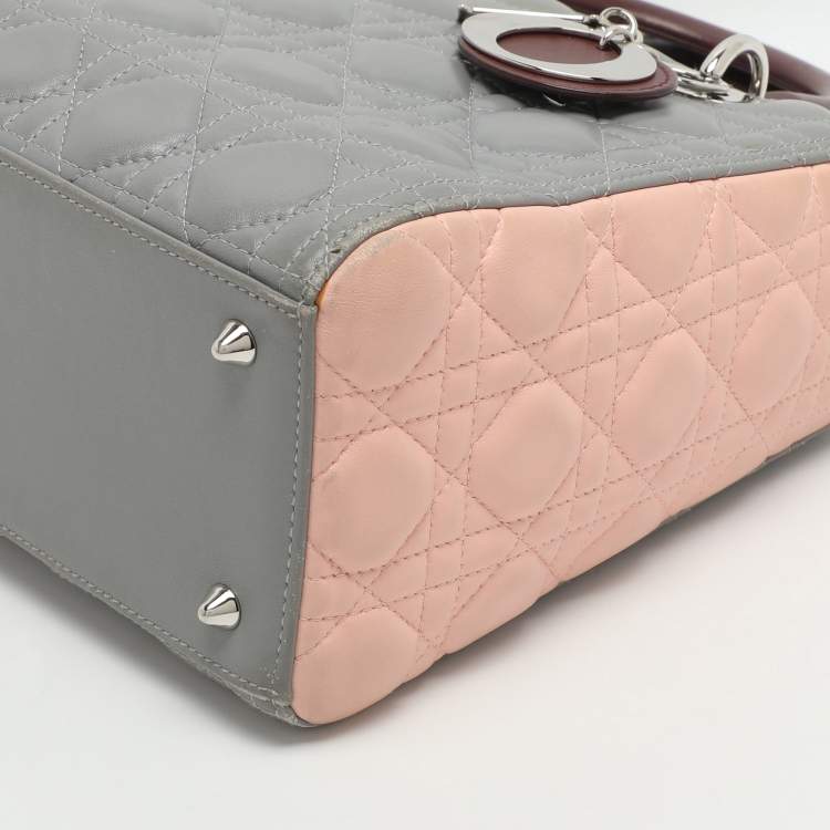 Pre Owned Dior Lady Dior Medium Multicolor Cannage Leather Tote