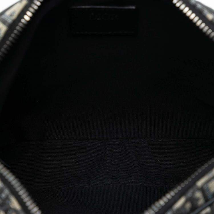 Pre Owned Dior Blue Oblique Canvas Saddle Triple Pouch