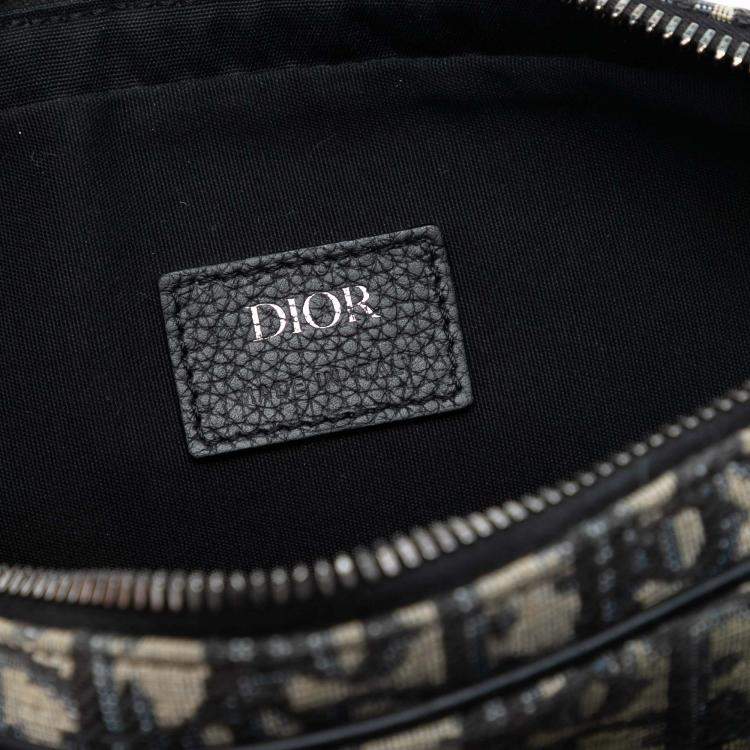 Pre Owned Dior Blue Oblique Canvas Saddle Triple Pouch