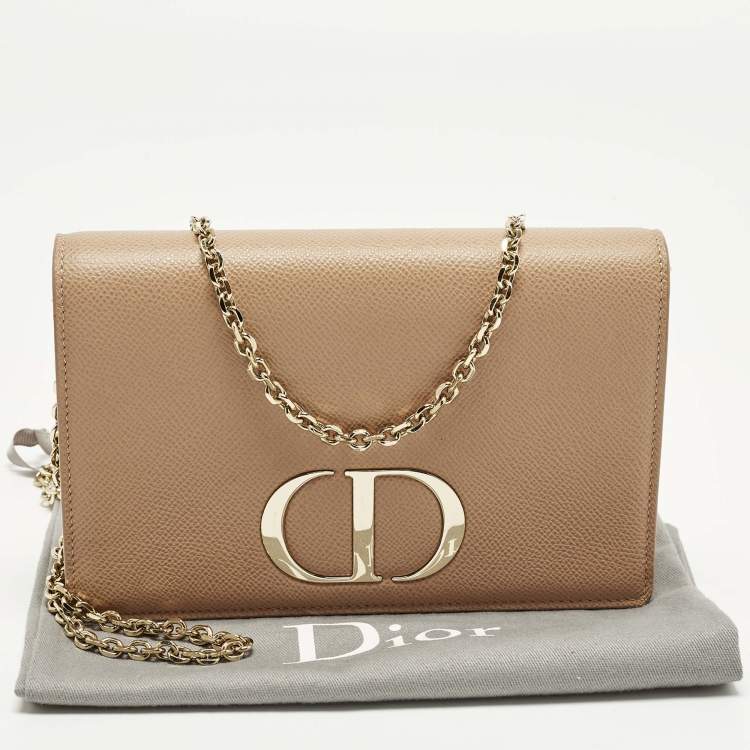 Pre Owned Dior 30 Montaigne Dusty Pink Leather Chain Clutch