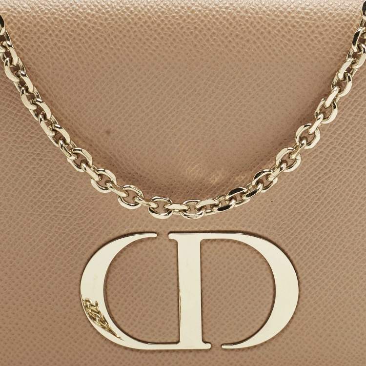 Pre Owned Dior 30 Montaigne Dusty Pink Leather Chain Clutch