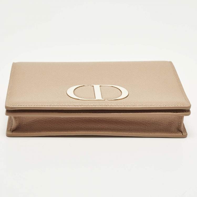 Pre Owned Dior 30 Montaigne Dusty Pink Leather Chain Clutch