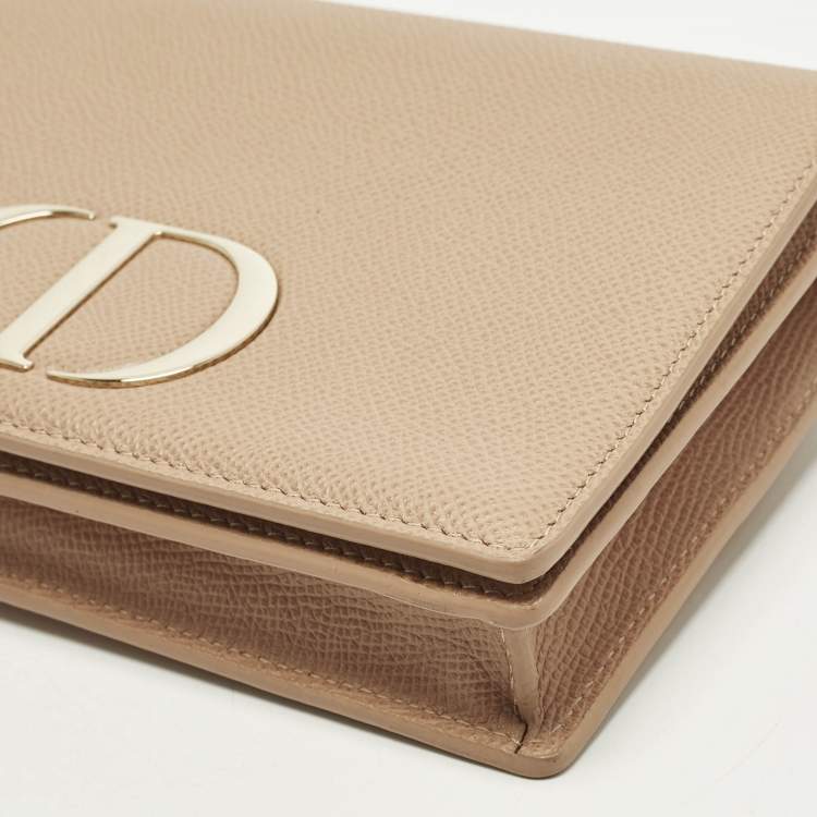 Pre Owned Dior 30 Montaigne Dusty Pink Leather Chain Clutch