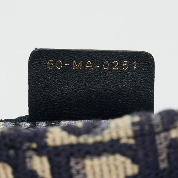 Pre Owned Dior Oblique Embroidered Book Medium Navy Blue Canvas Tote