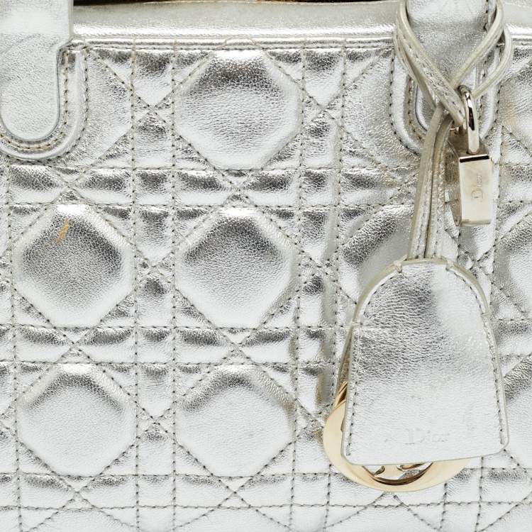 Pre Owned Dior Lily Silver Cannage Leather Bag