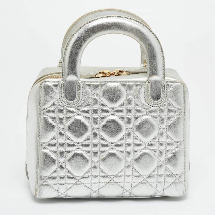 Pre Owned Dior Lily Silver Cannage Leather Bag