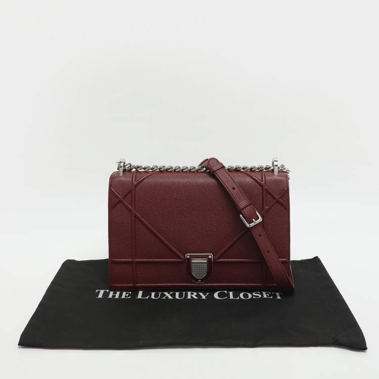 Pre Owned Dior Diorama Medium Red Leather Shoulder Bag