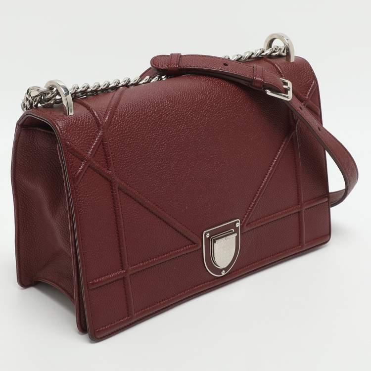 Pre Owned Dior Diorama Medium Red Leather Shoulder Bag