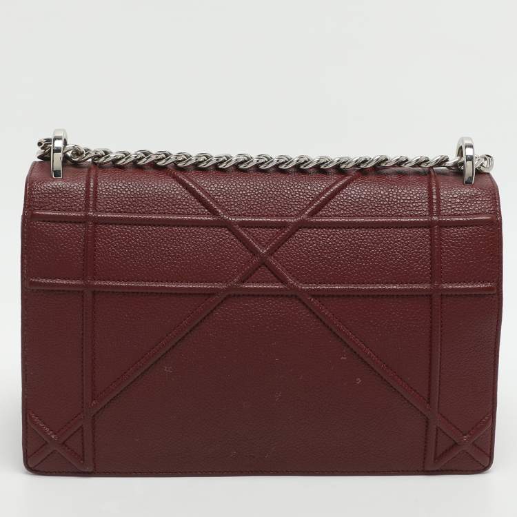 Pre Owned Dior Diorama Medium Red Leather Shoulder Bag