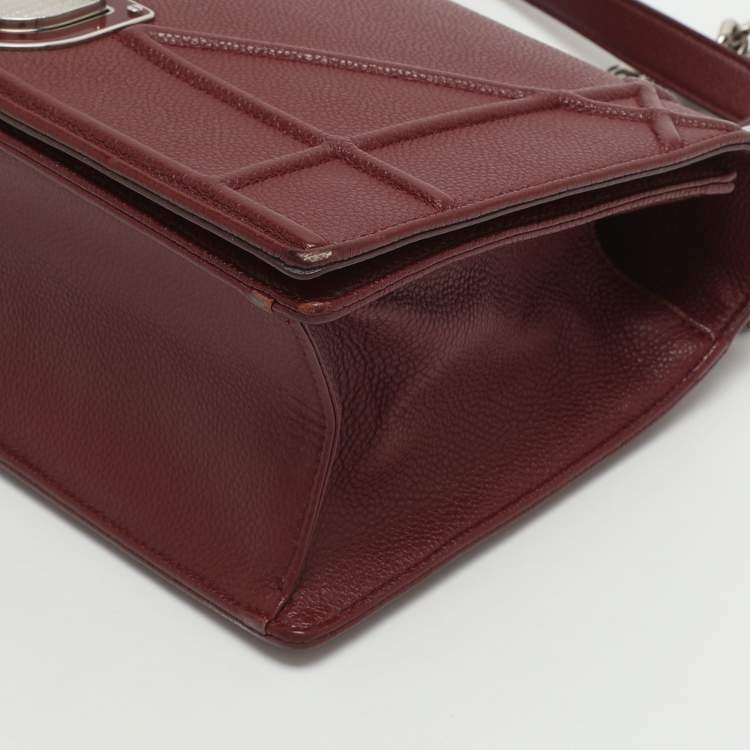 Pre Owned Dior Diorama Medium Red Leather Shoulder Bag