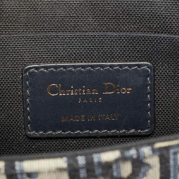 Pre Owned Dior 30 Montaigne Navy Blue Oblique Canvas Box Bag