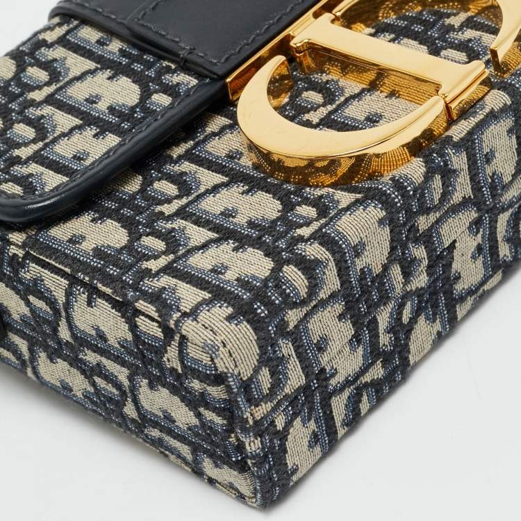 Pre Owned Dior 30 Montaigne Navy Blue Oblique Canvas Box Bag