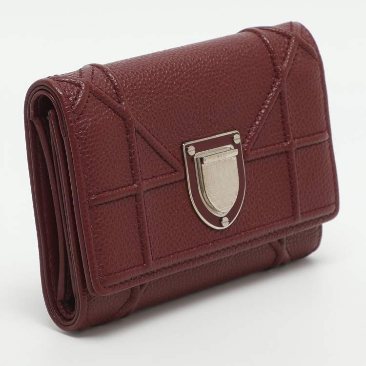Pre Owned Dior Diorama Elancee Red Leather Trifold Wallet
