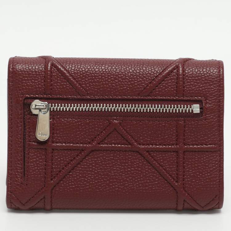 Pre Owned Dior Diorama Elancee Red Leather Trifold Wallet