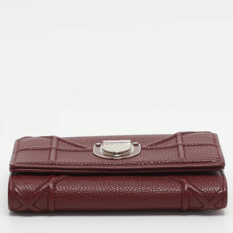 Pre Owned Dior Diorama Elancee Red Leather Trifold Wallet