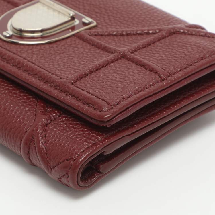 Pre Owned Dior Diorama Elancee Red Leather Trifold Wallet