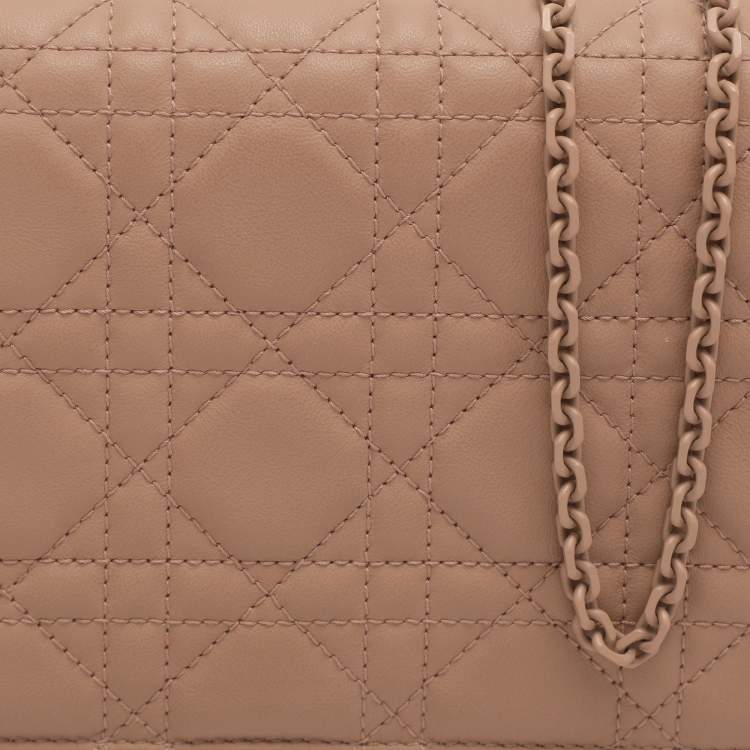 Pre Owned Dior Lady Dior Matte Nude Pink Cannage Leather Pouch