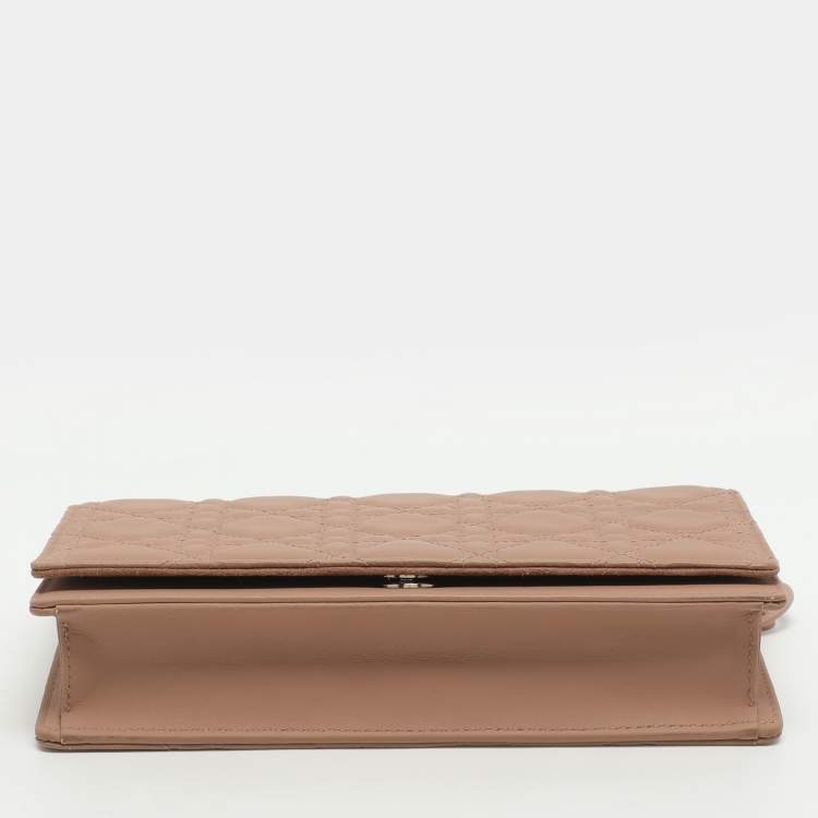 Pre Owned Dior Lady Dior Matte Nude Pink Cannage Leather Pouch