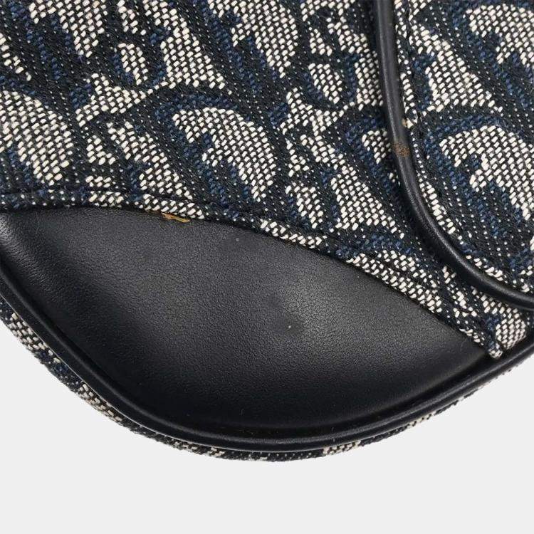 Pre Owned Christian Dior Navy Double Saddle Trotter Handbag