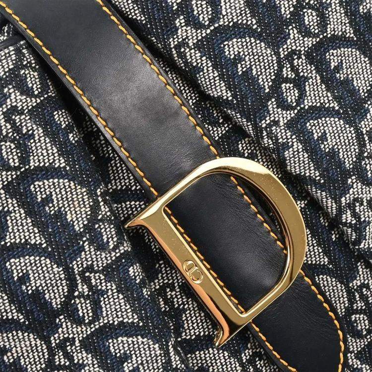 Pre Owned Christian Dior Navy Double Saddle Trotter Handbag