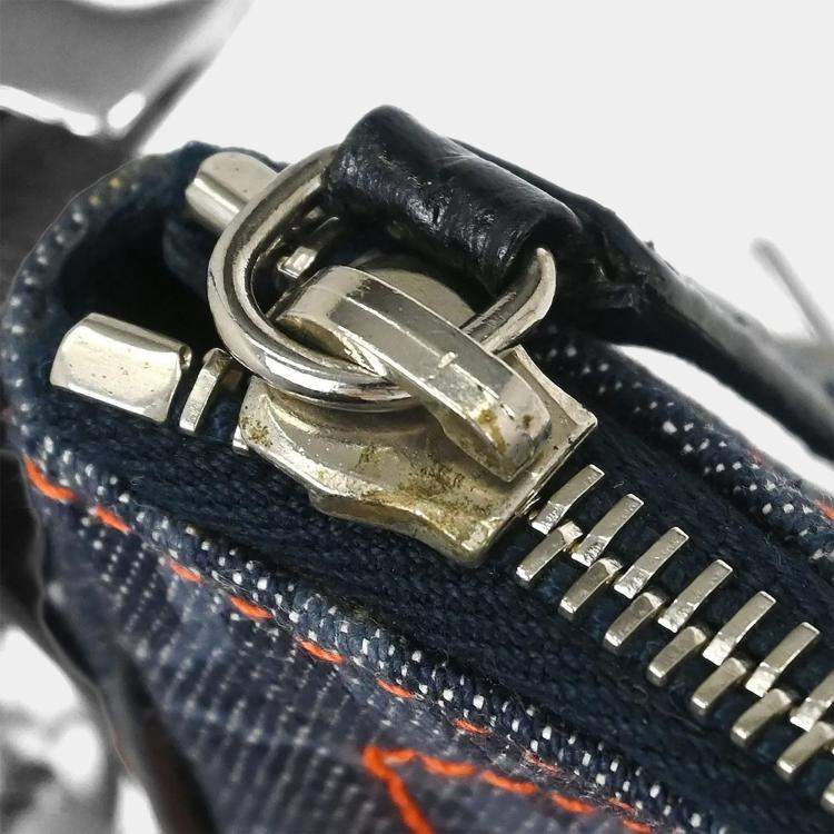 Pre Owned Christian Dior Navy Denim Trotter Flight Saddle Shoulder Bag