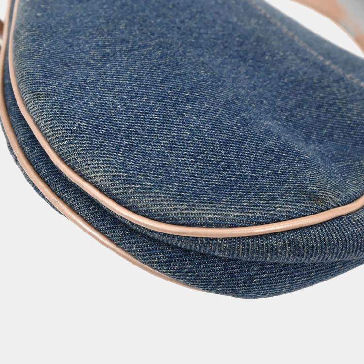 Pre Owned Christian Dior Navy Pink Denim Saddle Handbag
