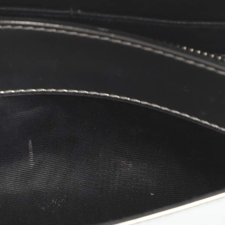 Pre Owned محفظة بسلسلة ديور ديوراما جلد براءات اختراع ميكرو كاناج أزرق معدني