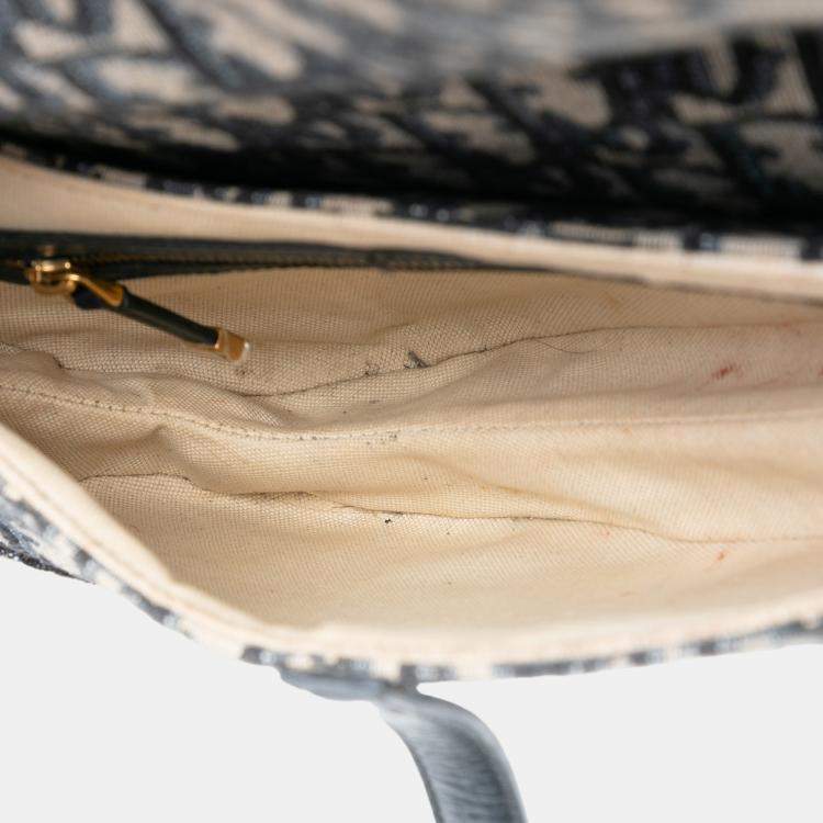 Pre Owned Dior Blue Oblique Canvas Saddle Bag