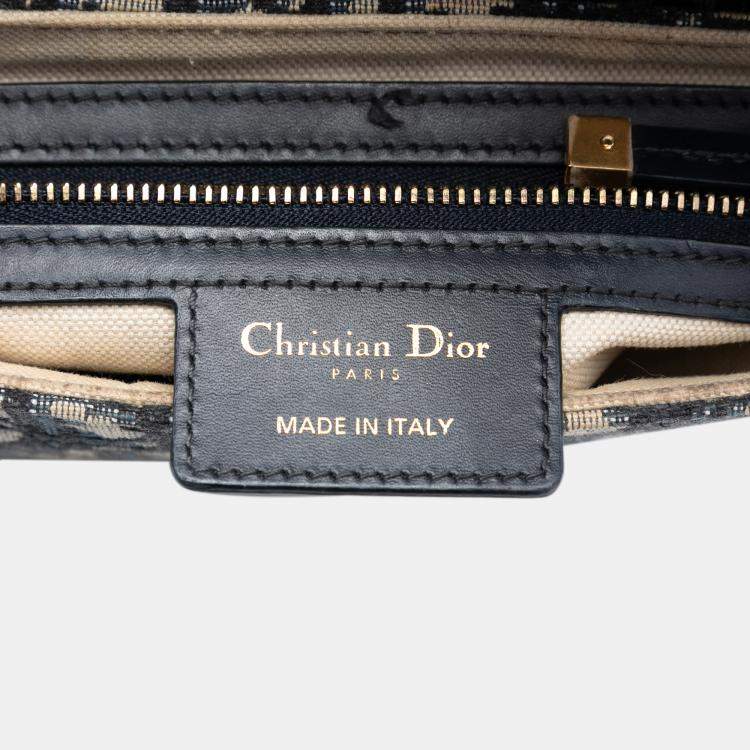Pre Owned Dior Blue Oblique Canvas Saddle Bag