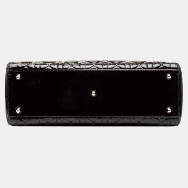 Pre Owned Dior Black Large Patent Cannage Lady Dior