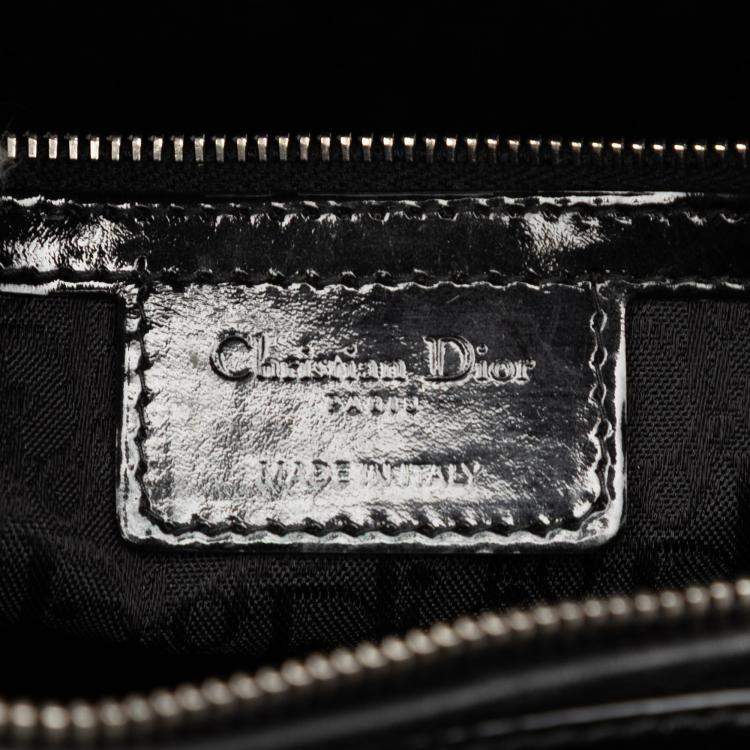 Pre Owned Dior Black Large Patent Cannage Lady Dior