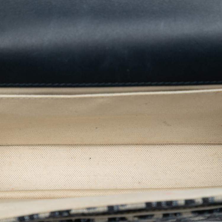 Pre Owned Dior Blue Oblique Canvas CD Lock Chain Flap Crossbody