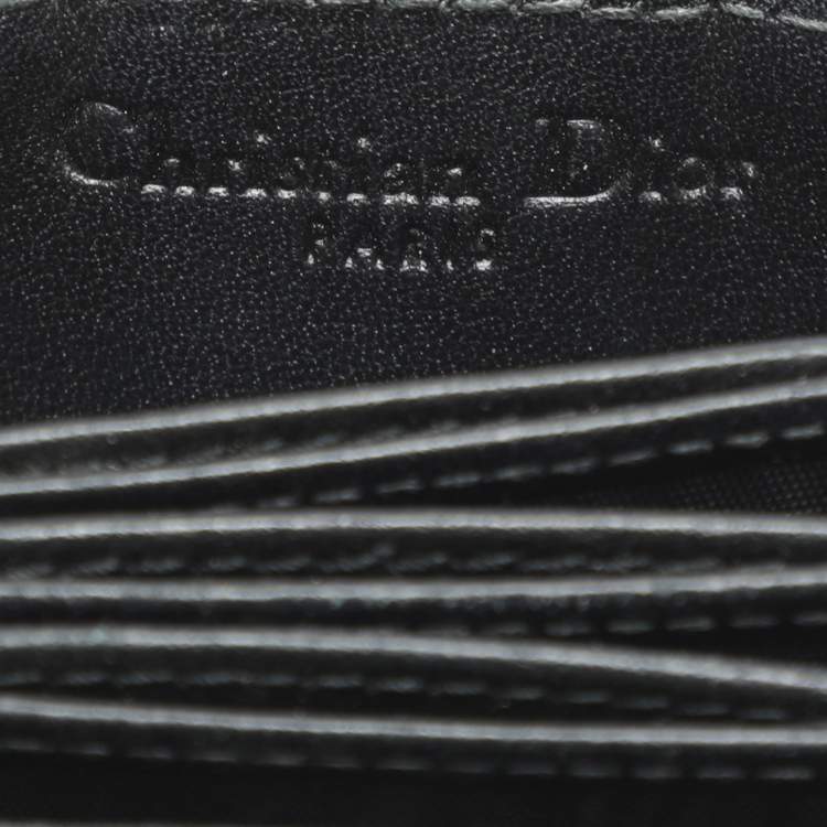 Pre Owned Dior Lady Dior Black Cannage Patent Leather Gusset Card Holder