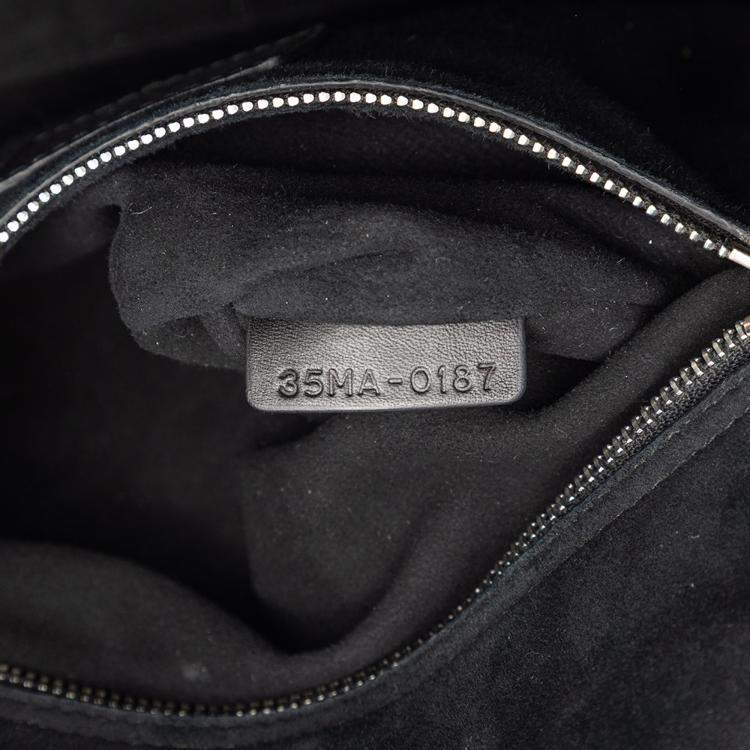 Pre Owned Dior Black Medium Calfskin Cannage Embossed Flower Studded Supple Lady Dior