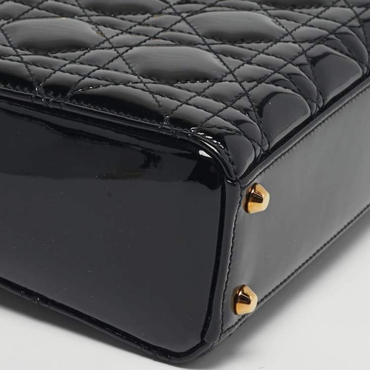 مملوكة مسبقًا حقيبة يد ديور ميني ليدي ديور جلد براءة أسود كاناج