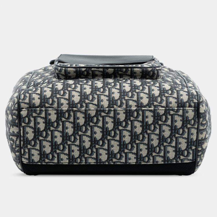 Pre Owned Dior Blue Oblique Canvas Saddle Backpack