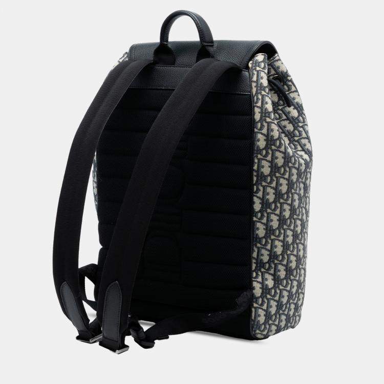 Pre Owned Dior Blue Oblique Canvas Saddle Backpack