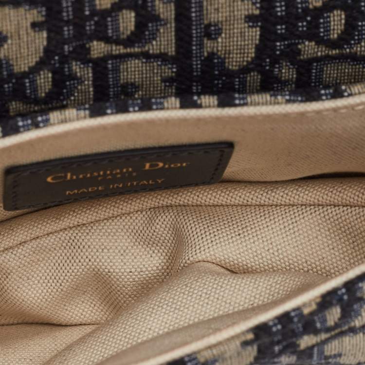 Pre Owned حقيبة ديور سادل قماش أوبليك أزرق بحري وجلد صغيرة