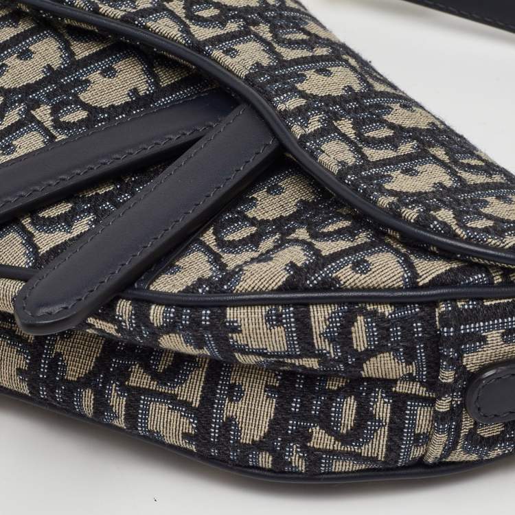 Pre Owned حقيبة ديور سادل قماش أوبليك أزرق بحري وجلد صغيرة